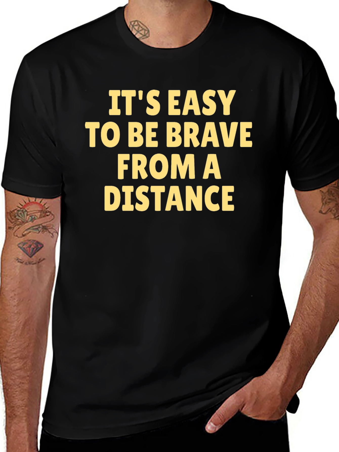Brave From Distance Graphic T-Shirt - Black