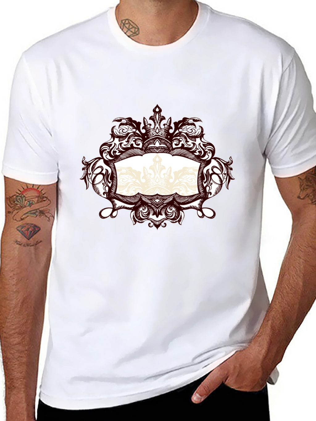 Ornate Crown Graphic Black T-Shirt