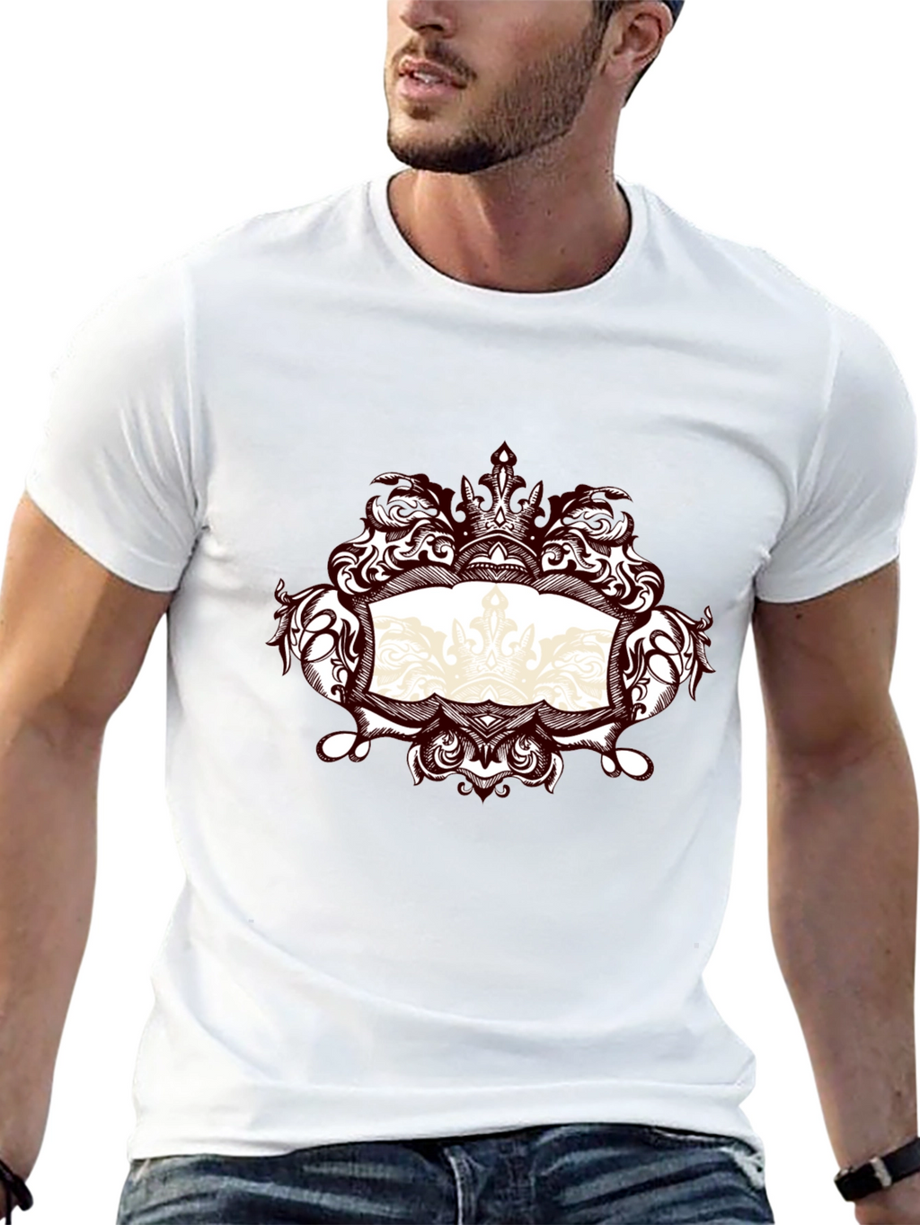 Ornate Crown Graphic Black T-Shirt