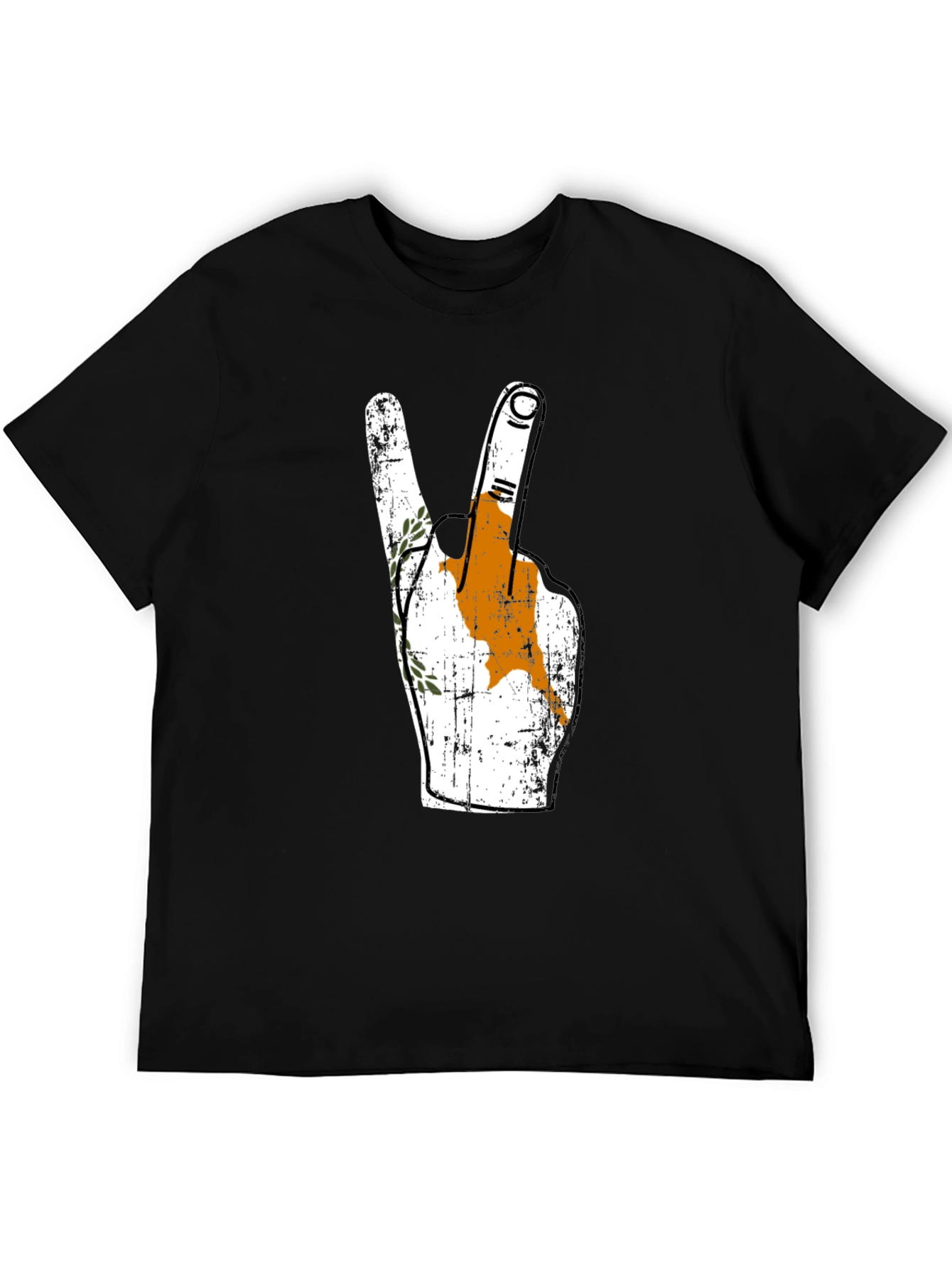 Cyprus Flag Peace Sign Black T-Shirt