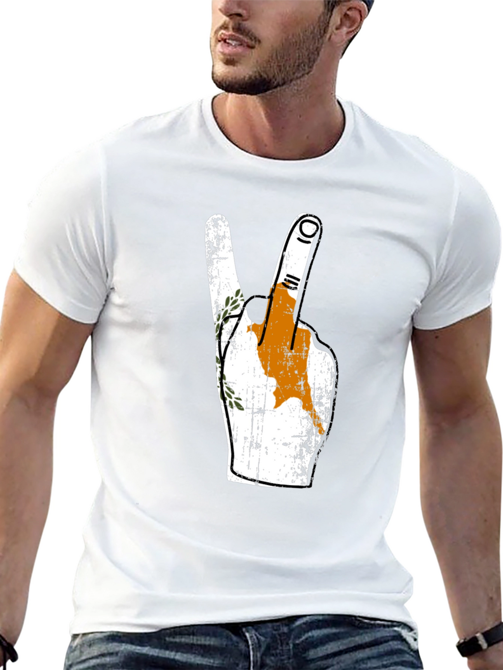 Cyprus Flag Peace Sign Black T-Shirt