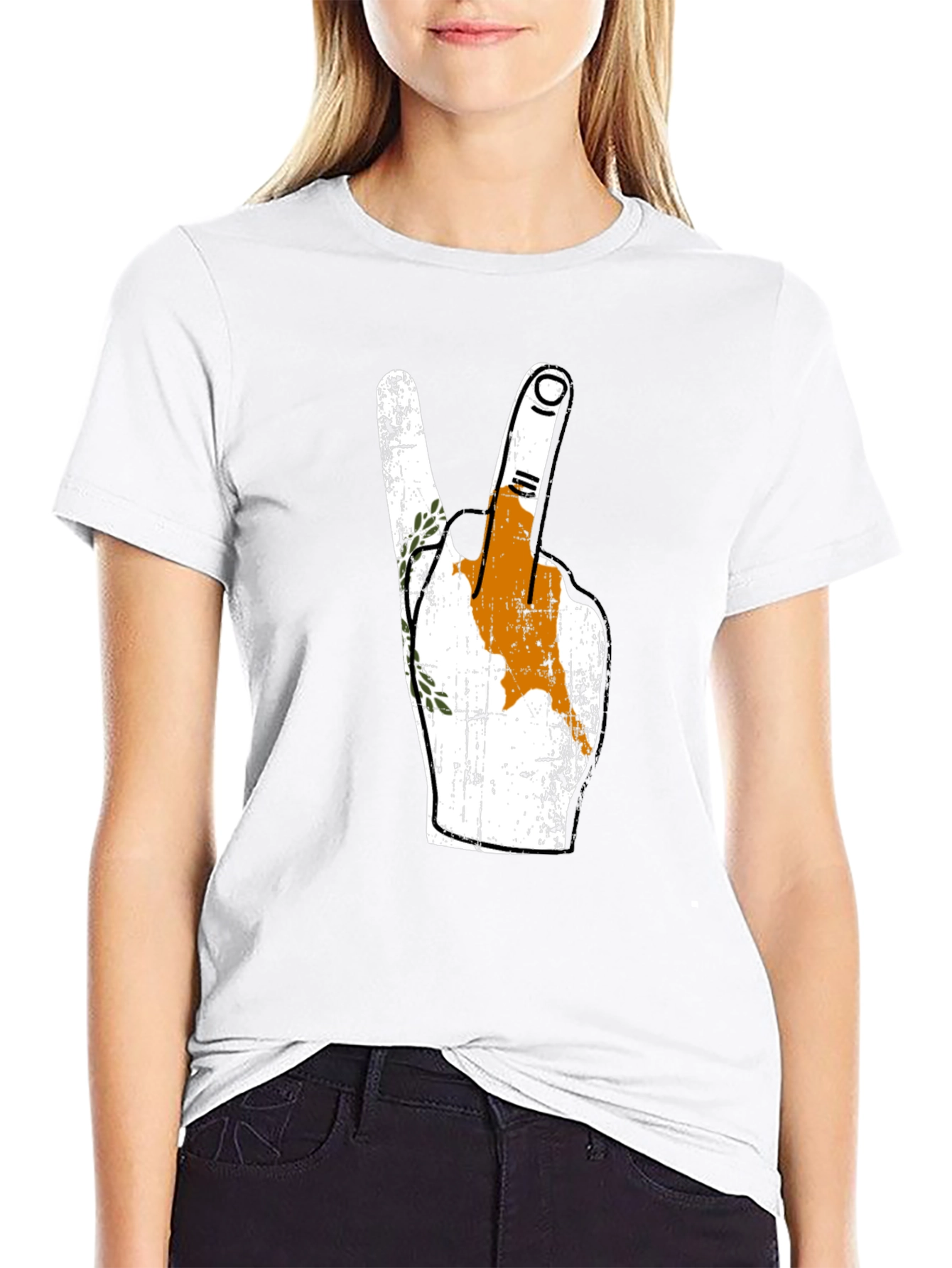 Cyprus Flag Peace Sign Black T-Shirt