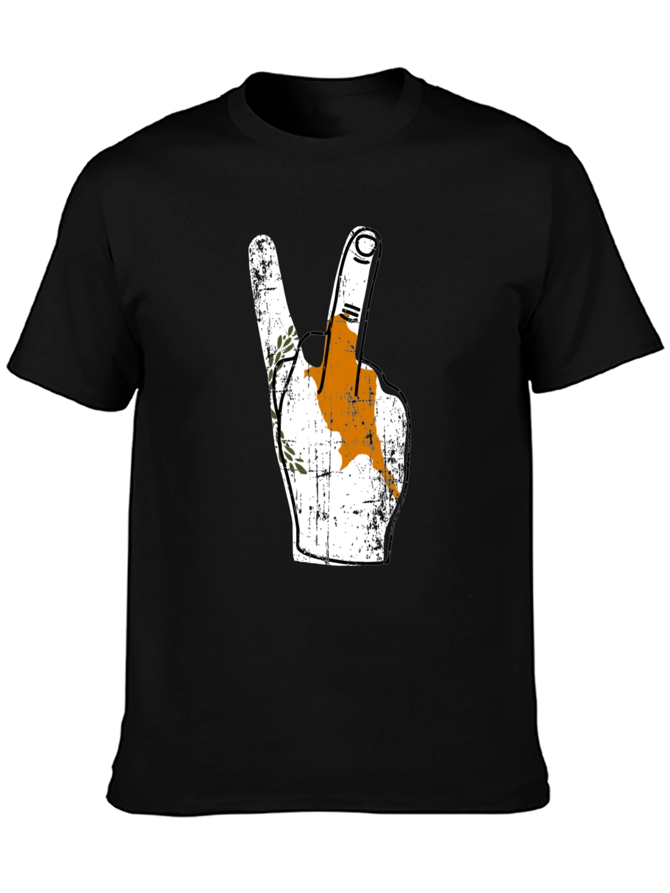 Cyprus Flag Peace Sign Black T-Shirt