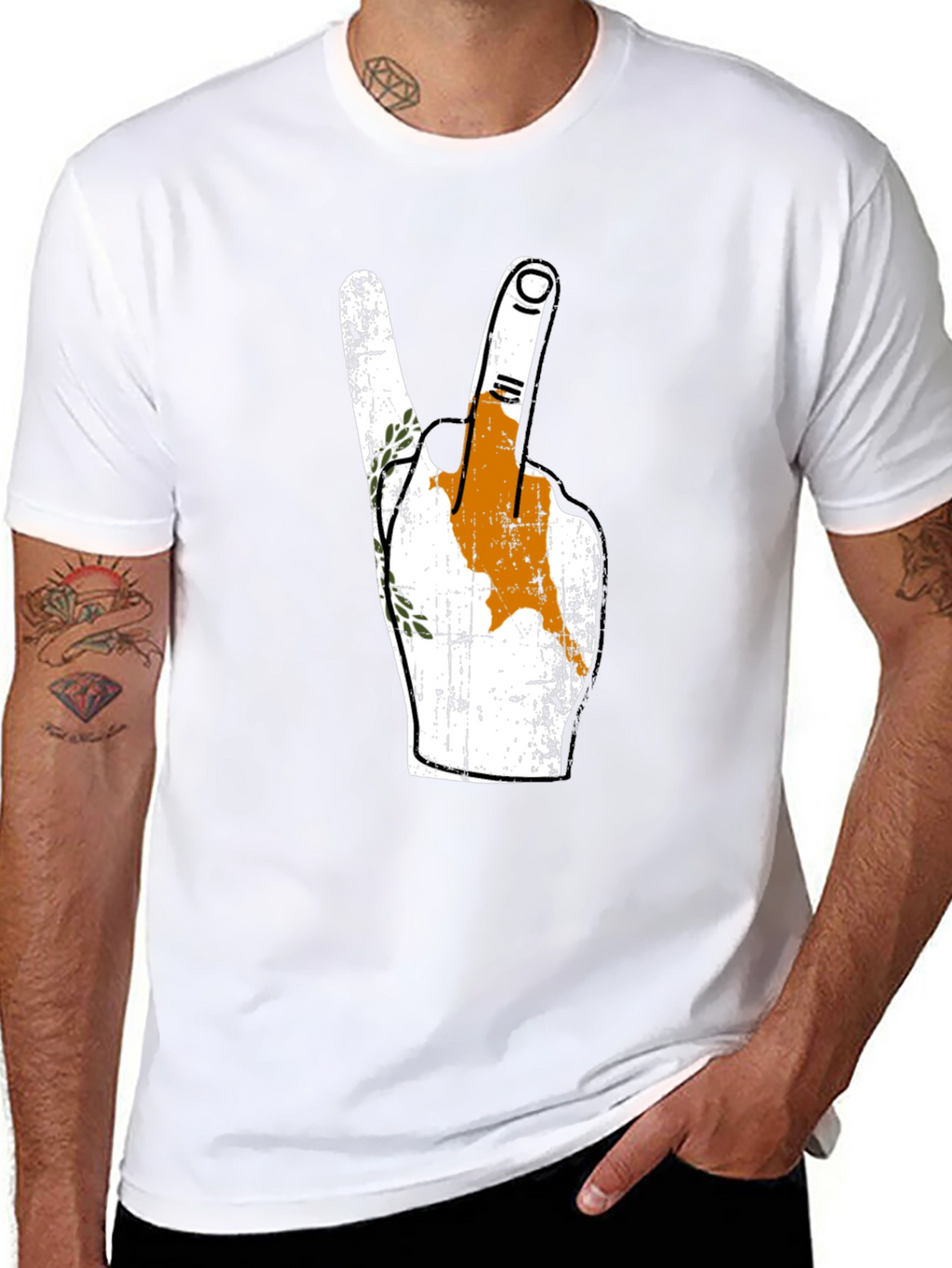 Cyprus Flag Peace Sign Black T-Shirt