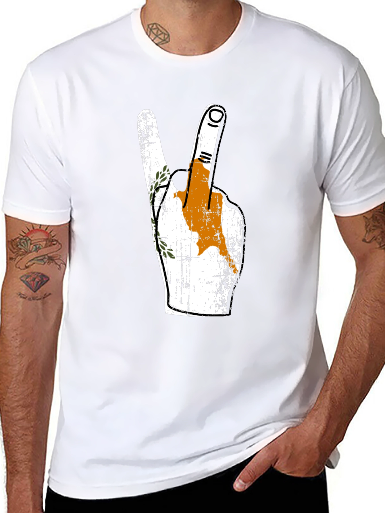 Cyprus Flag Peace Sign Black T-Shirt