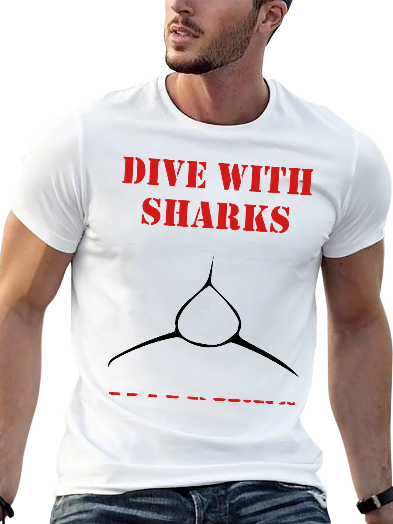 Dive with Sharks Graphic Tee - Black