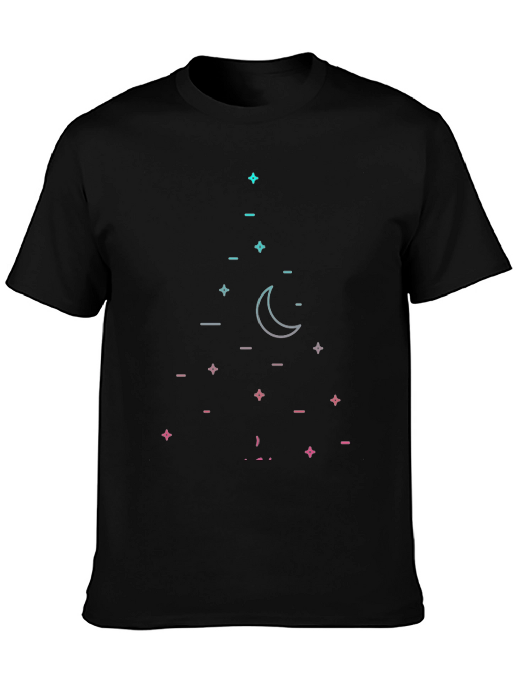 Geometric Moon & Stars Black T-Shirt