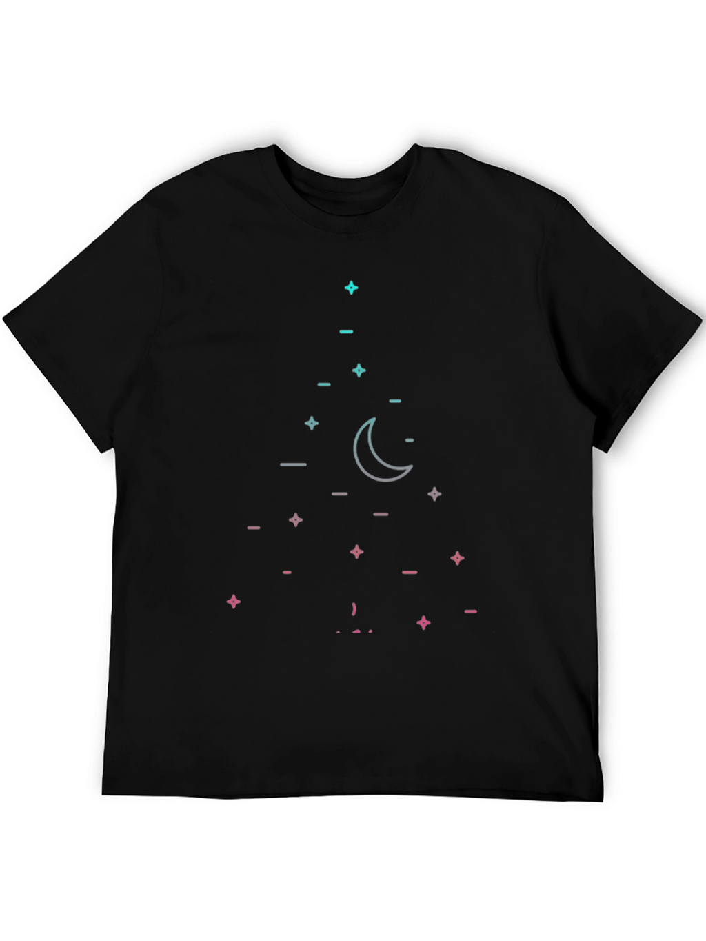 Geometric Moon & Stars Black T-Shirt