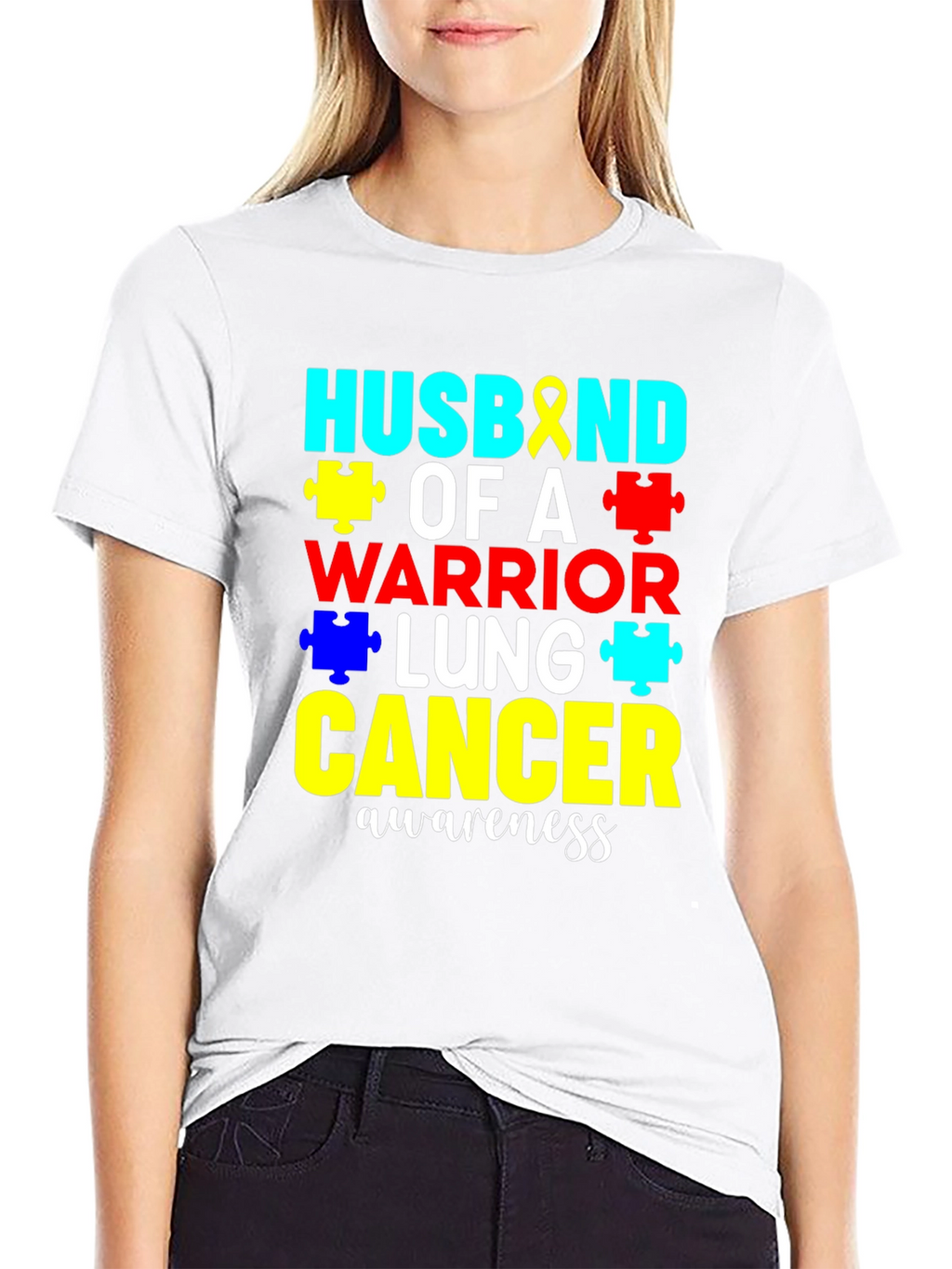 Husband of a Lung Cancer Warrior Awareness T-Shirt