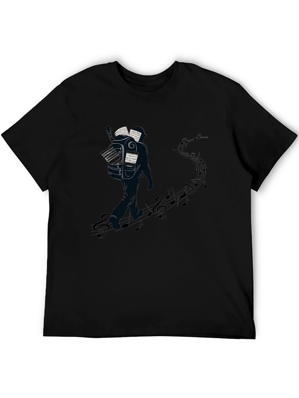 Musical Journey Graphic Tee - Black Cotton T-Shirt