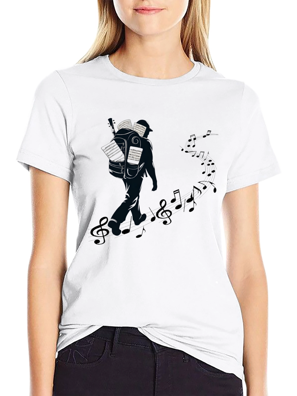 Musical Journey Graphic Tee - Black Cotton T-Shirt