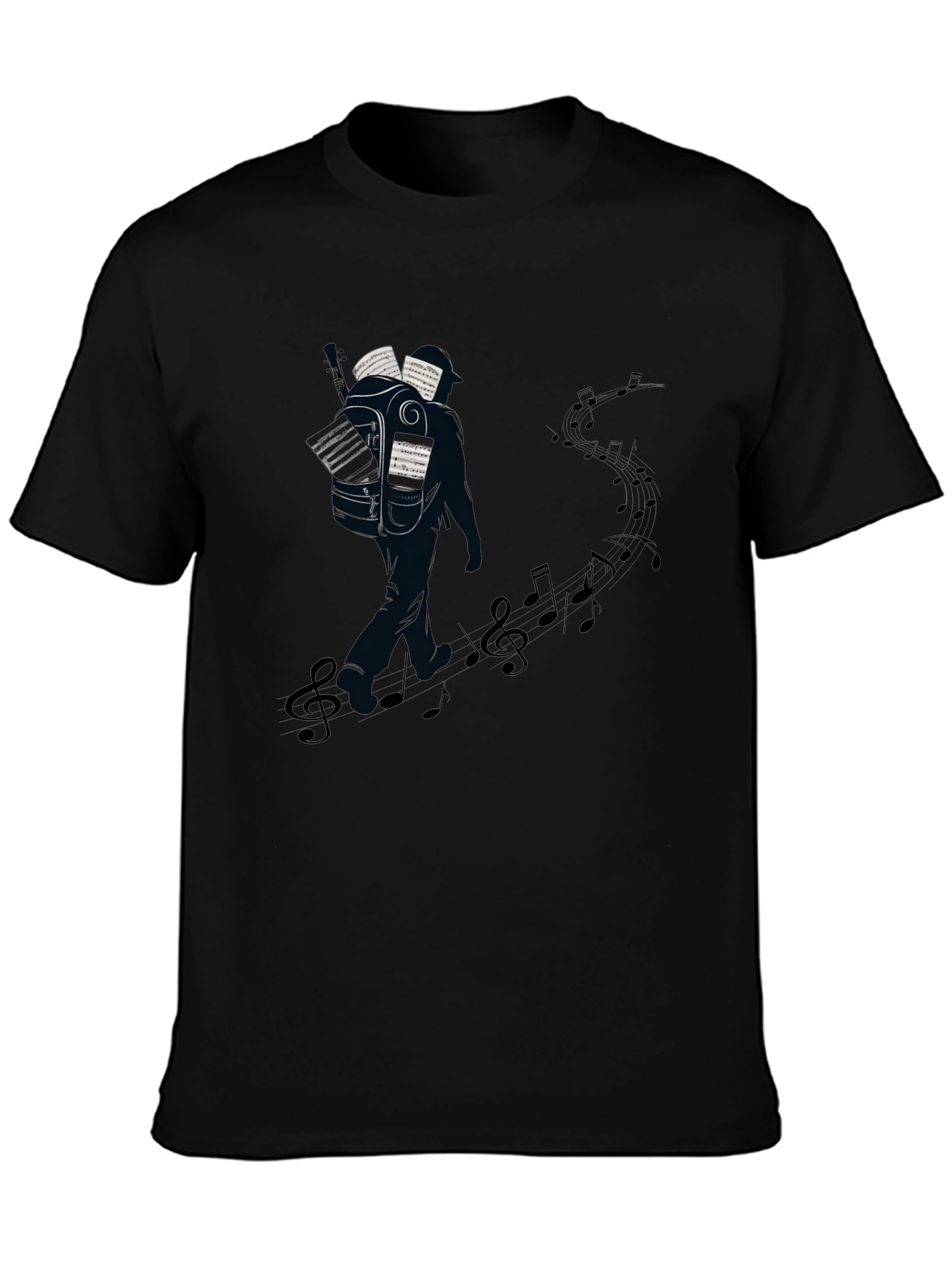 Musical Journey Graphic Tee - Black Cotton T-Shirt