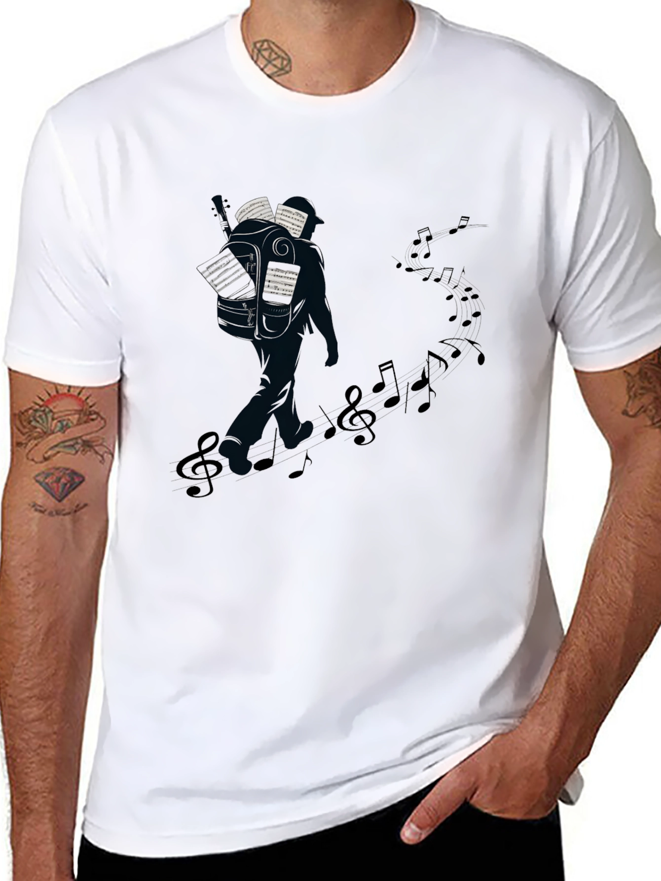 Musical Journey Graphic Tee - Black Cotton T-Shirt
