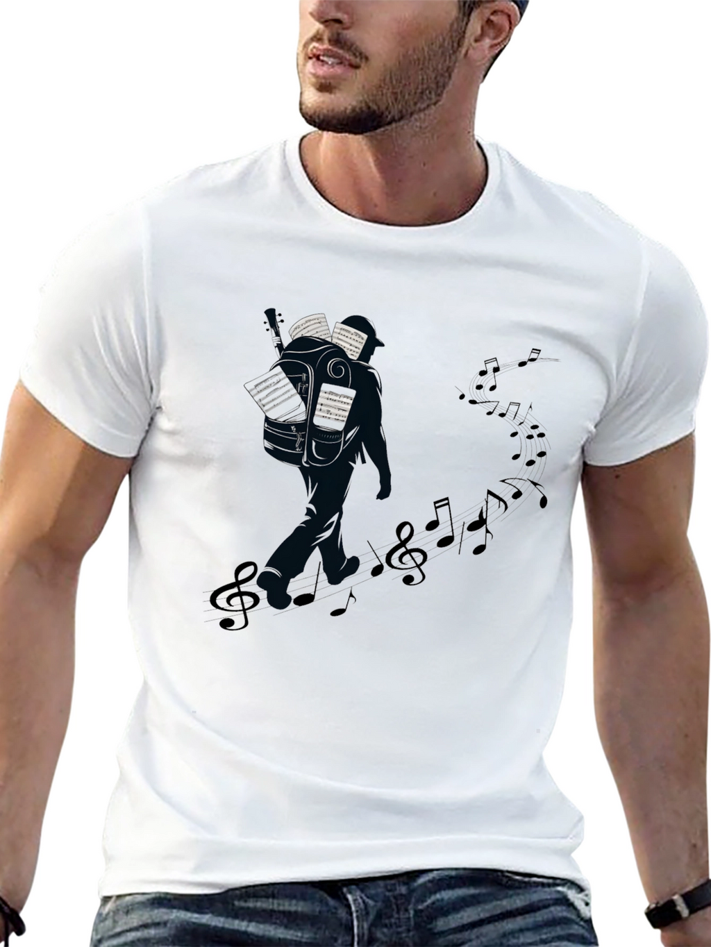 Musical Journey Graphic Tee - Black Cotton T-Shirt