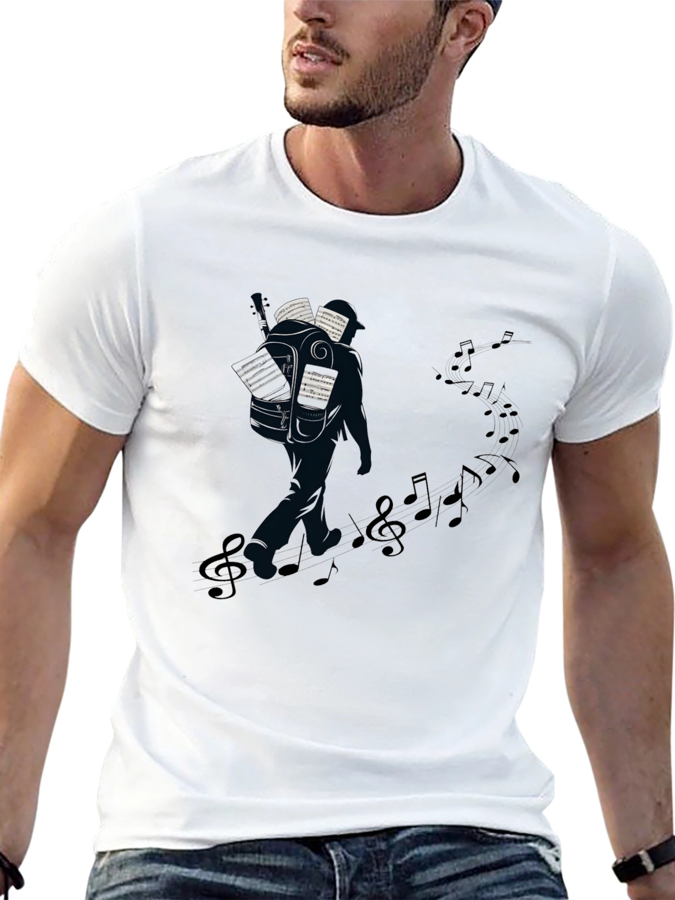 Musical Journey Graphic Tee - Black Cotton T-Shirt