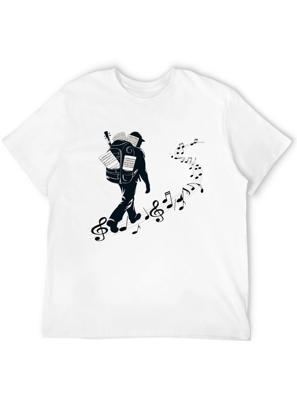 Musical Journey Graphic Tee - Black Cotton T-Shirt