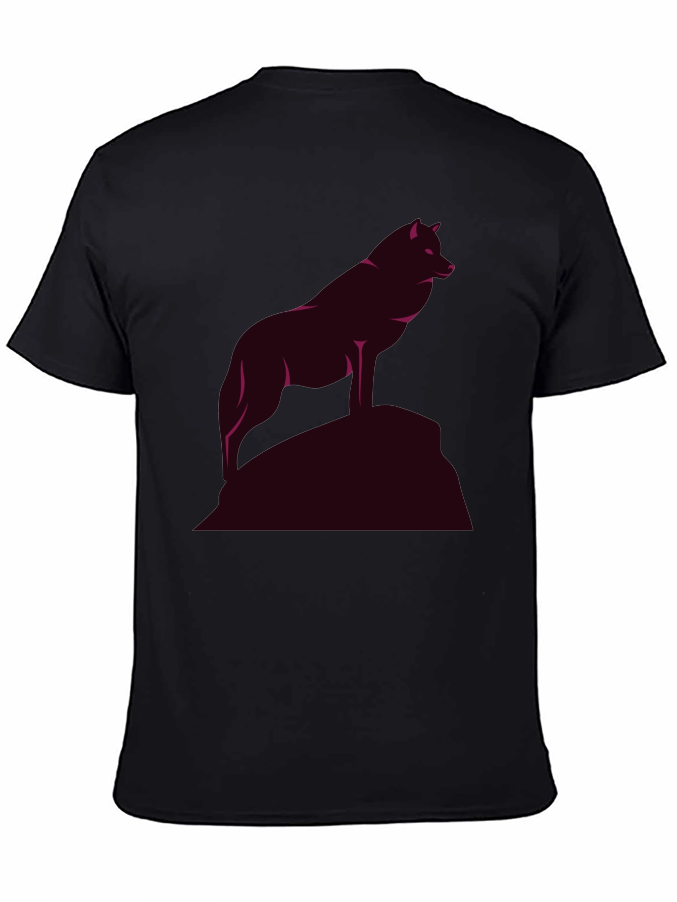 Mens Black T-Shirt with Wolf Graphic
