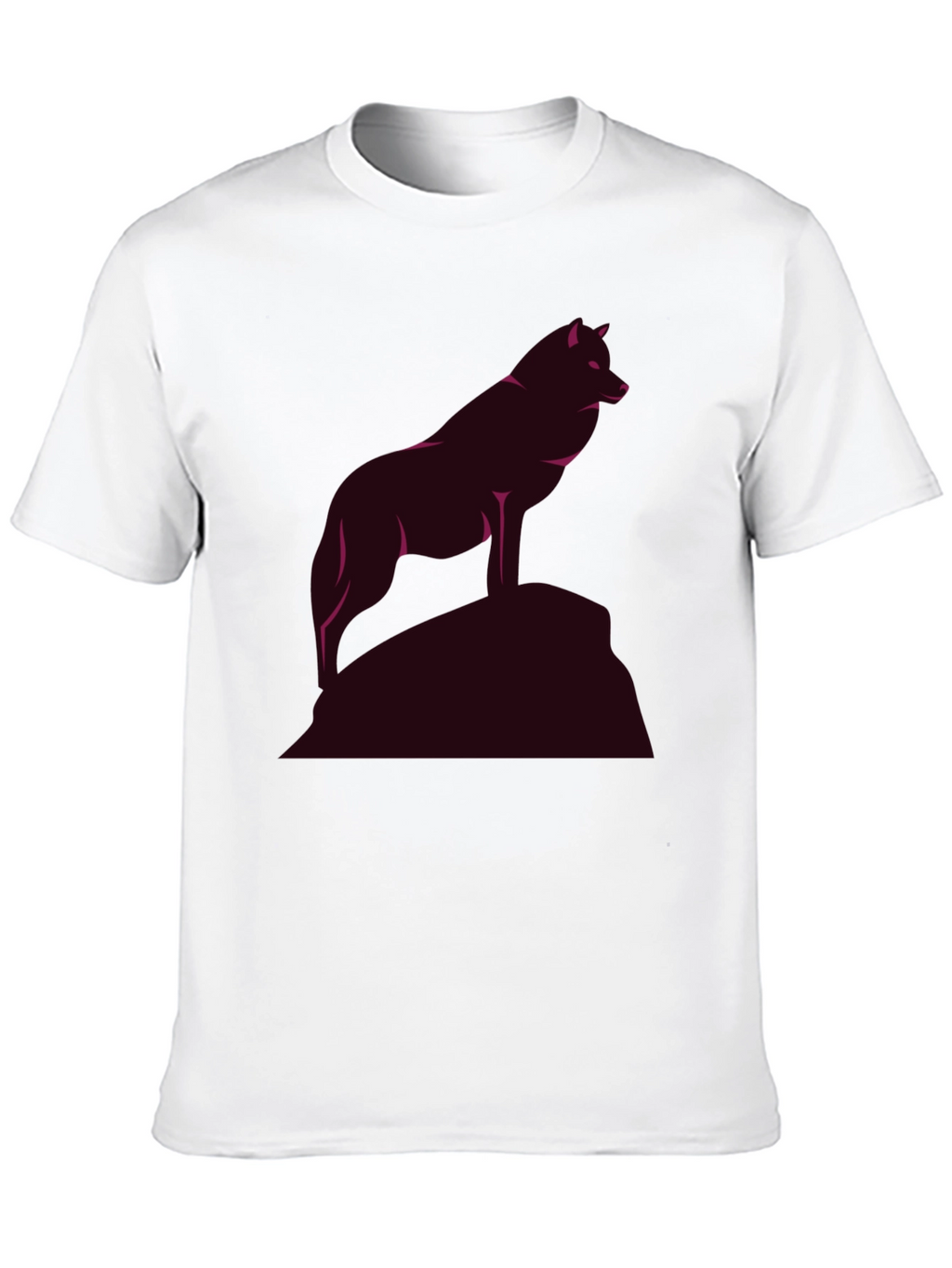 Mens Black T-Shirt with Wolf Graphic