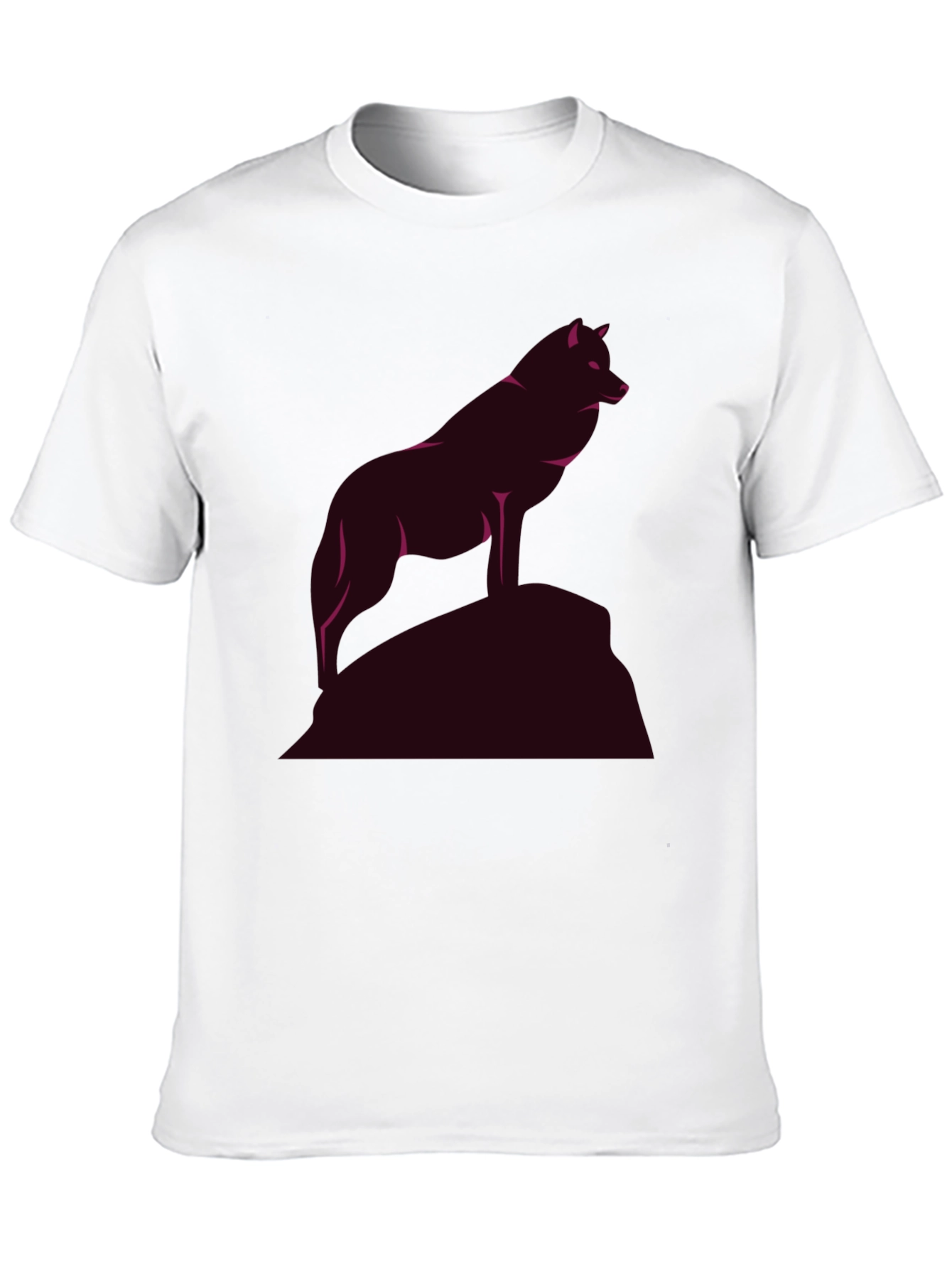 Mens Black T-Shirt with Wolf Graphic