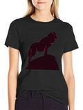 Mens Black T-Shirt with Wolf Graphic
