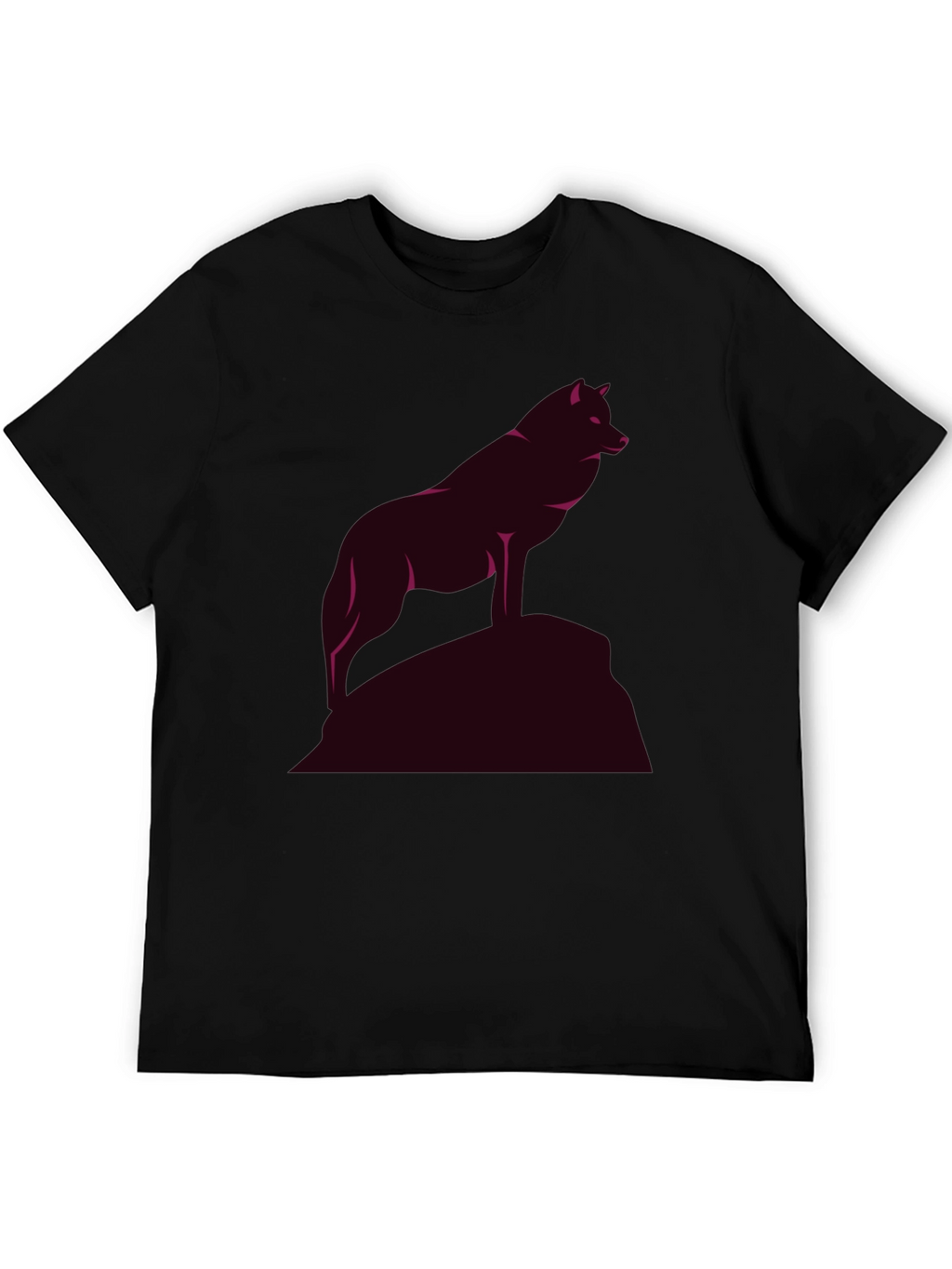 Mens Black T-Shirt with Wolf Graphic