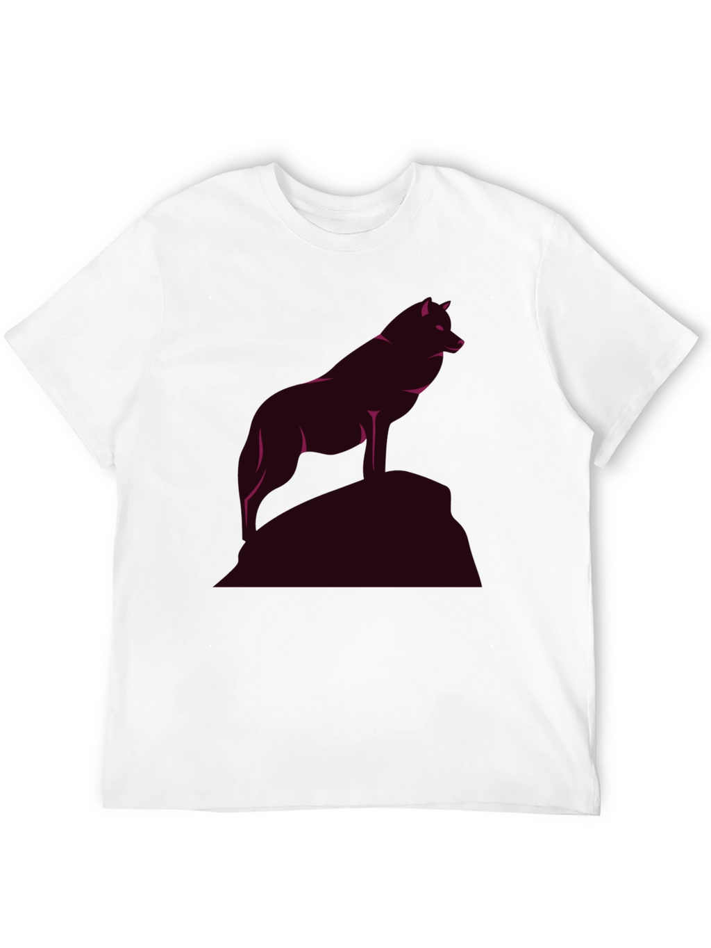 Mens Black T-Shirt with Wolf Graphic