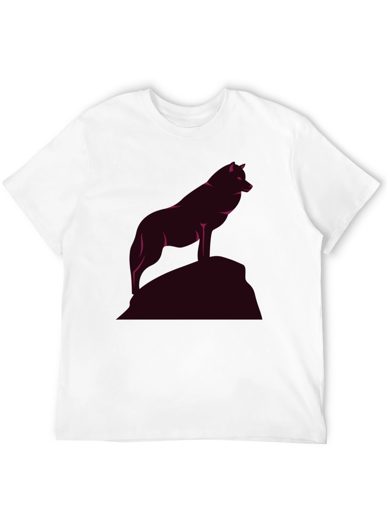 Mens Black T-Shirt with Wolf Graphic