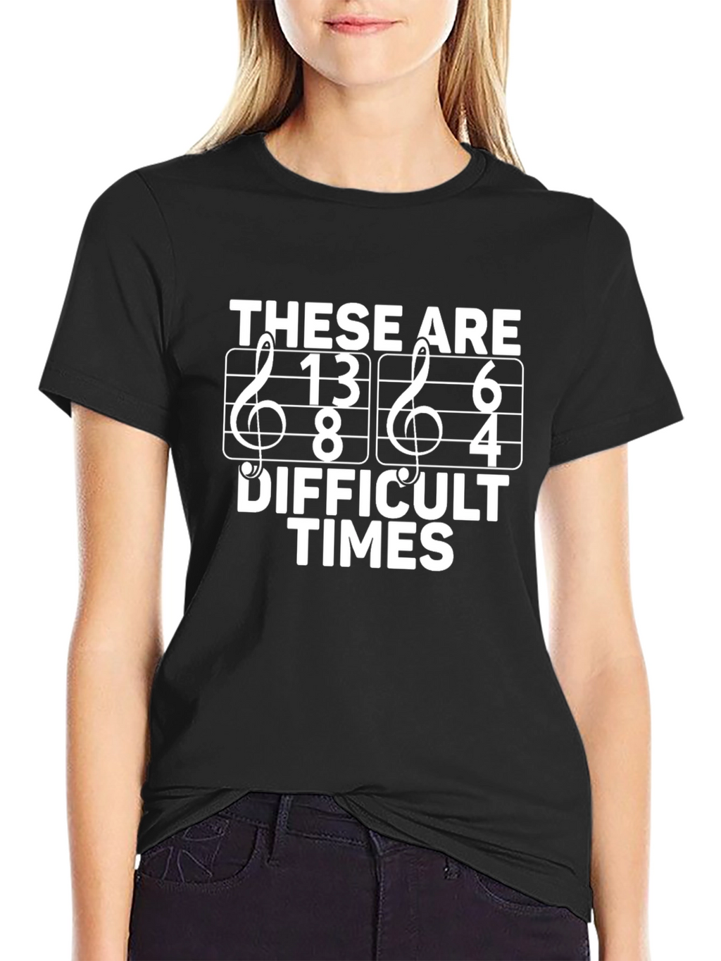 Difficult Times Music Pun Black T-Shirt