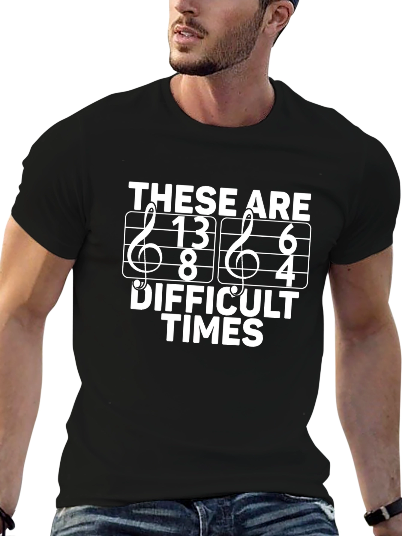 Difficult Times Music Pun Black T-Shirt
