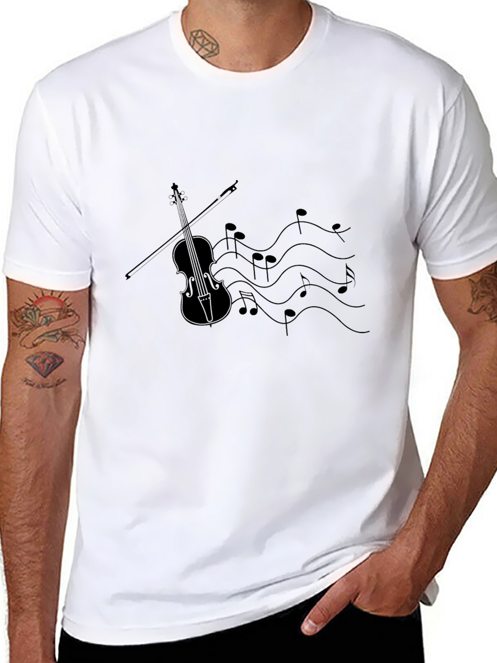 Musical Violin Graphic Tee - Classic Black T-Shirt