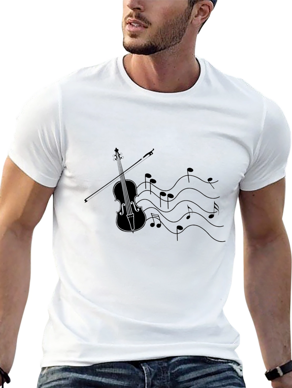 Musical Violin Graphic Tee - Classic Black T-Shirt