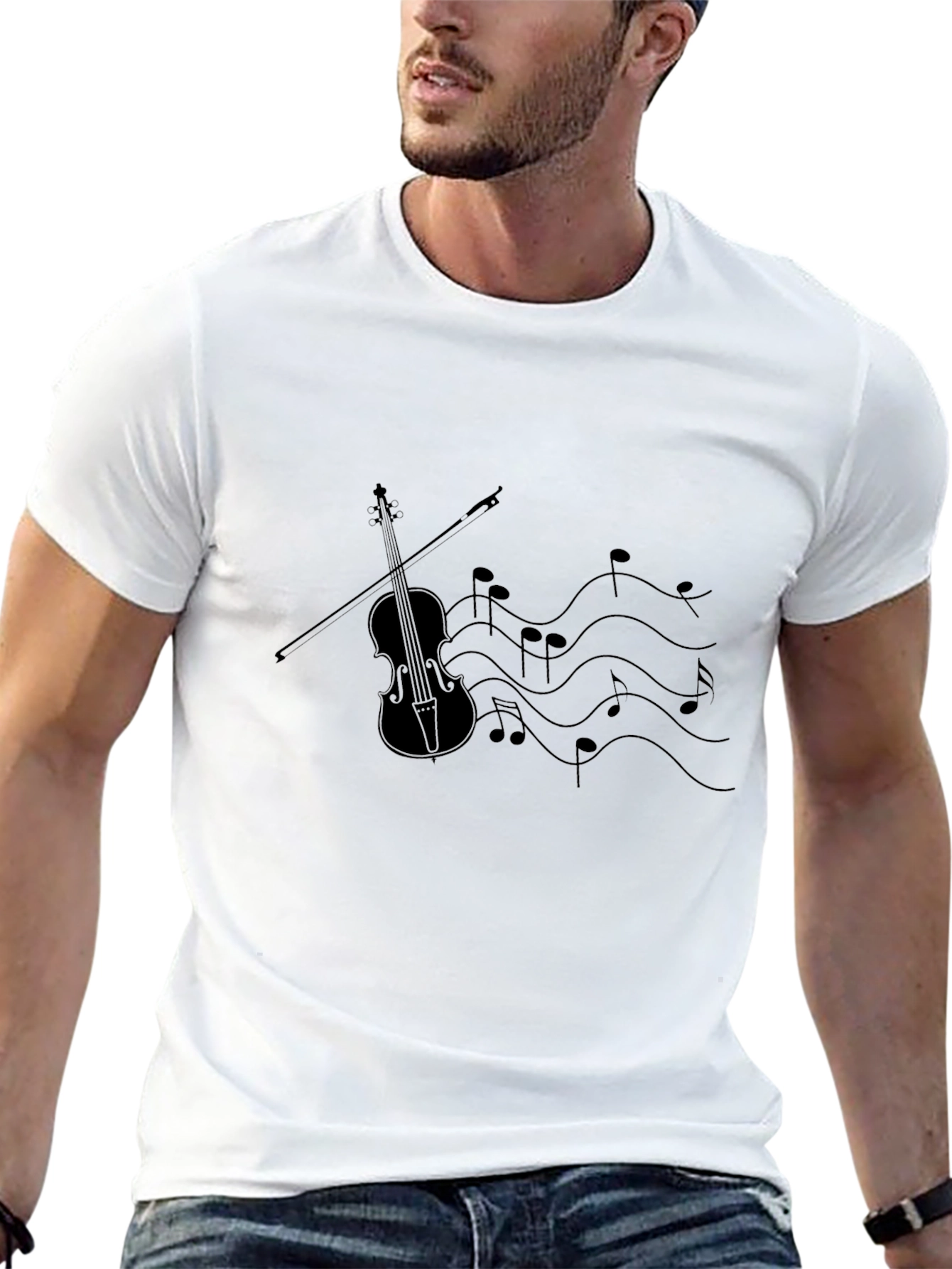 Musical Violin Graphic Tee - Classic Black T-Shirt