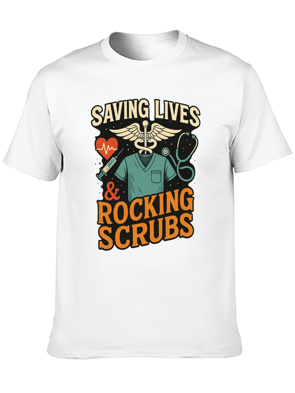 Saving Lives & Rocking Scrubs Graphic Tee