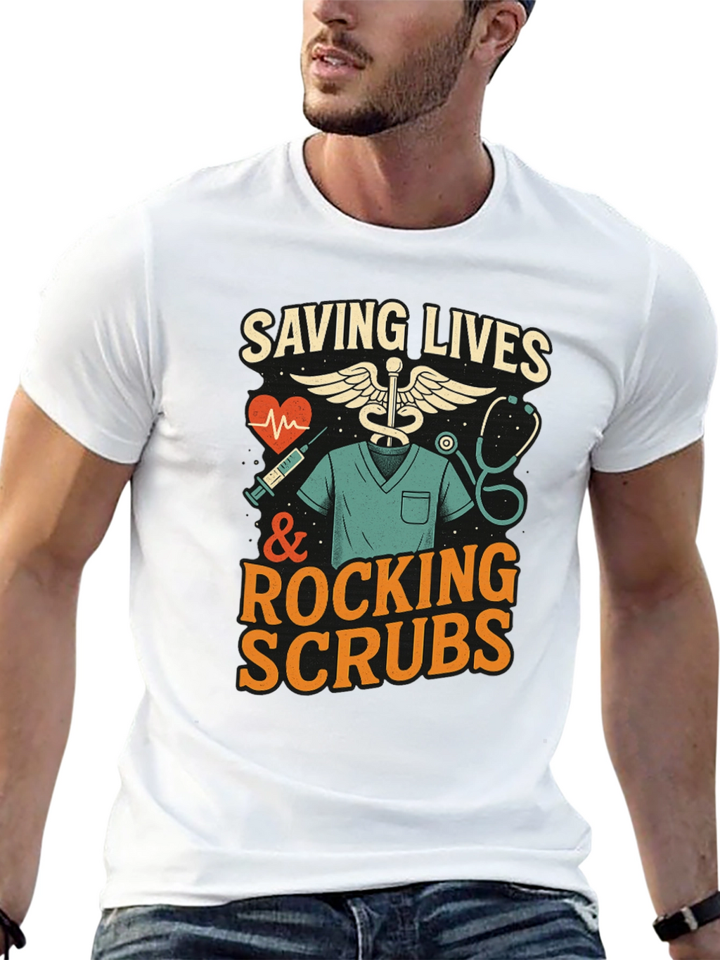 Saving Lives & Rocking Scrubs Graphic Tee