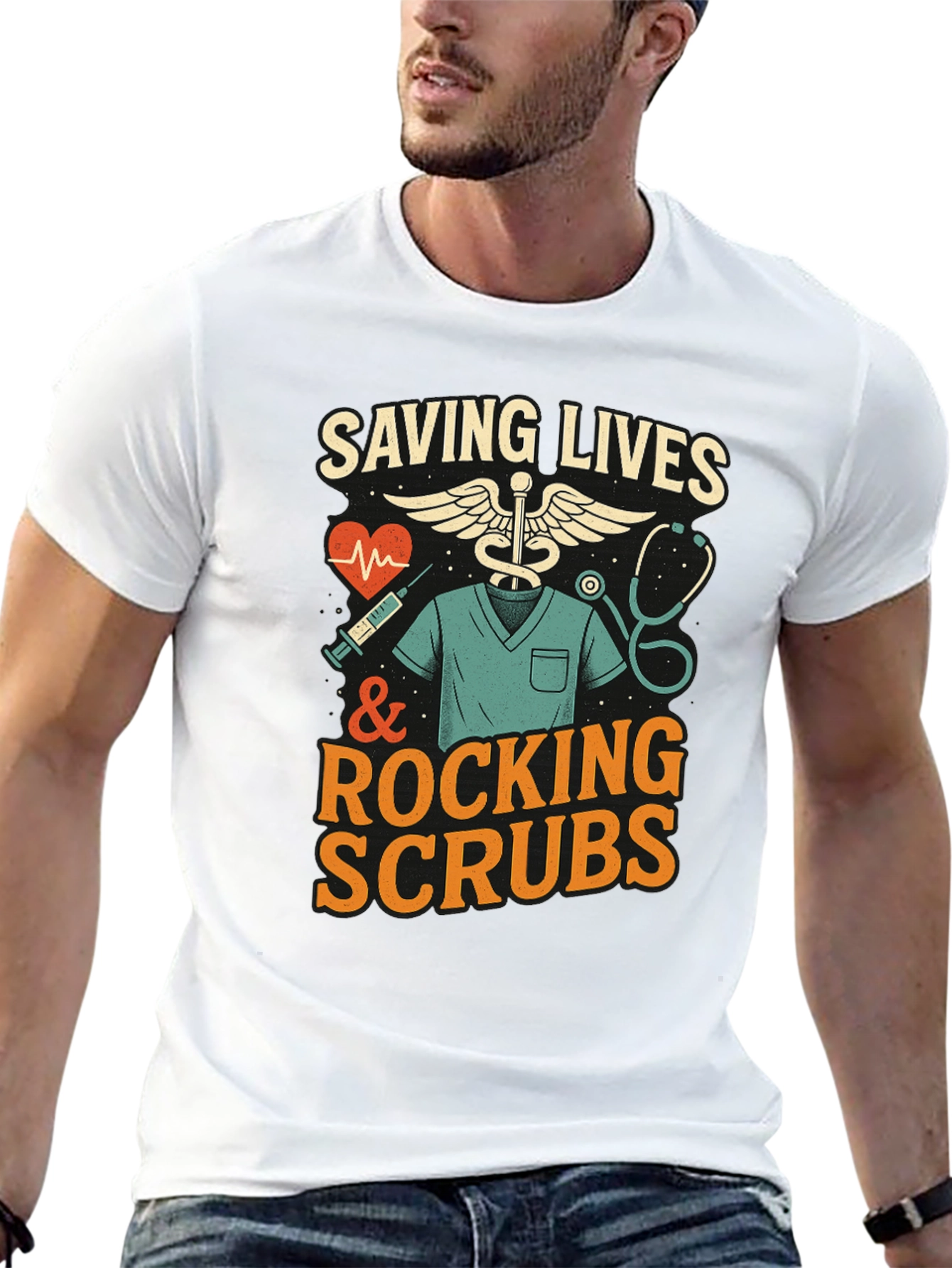 Saving Lives & Rocking Scrubs Graphic Tee