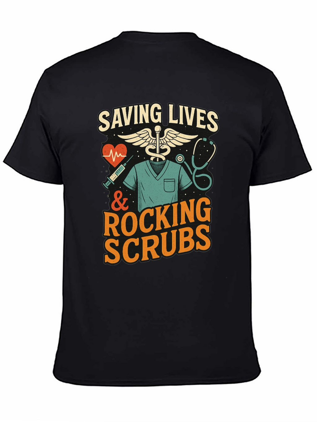 Saving Lives & Rocking Scrubs Graphic Tee