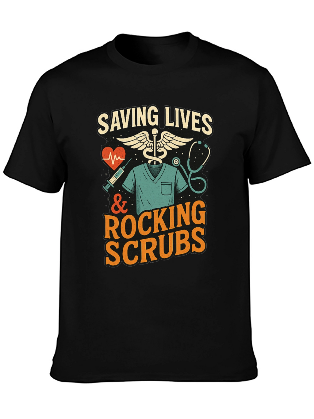 Saving Lives & Rocking Scrubs Graphic Tee