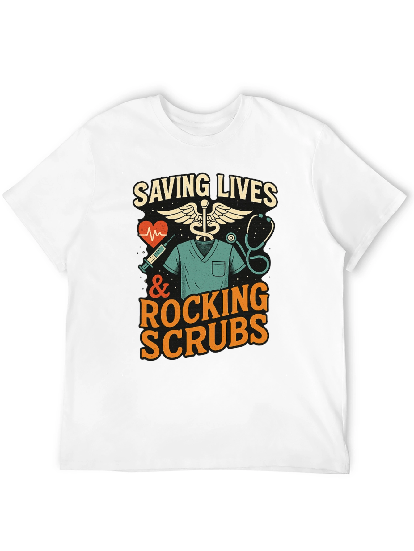 Saving Lives & Rocking Scrubs Graphic Tee