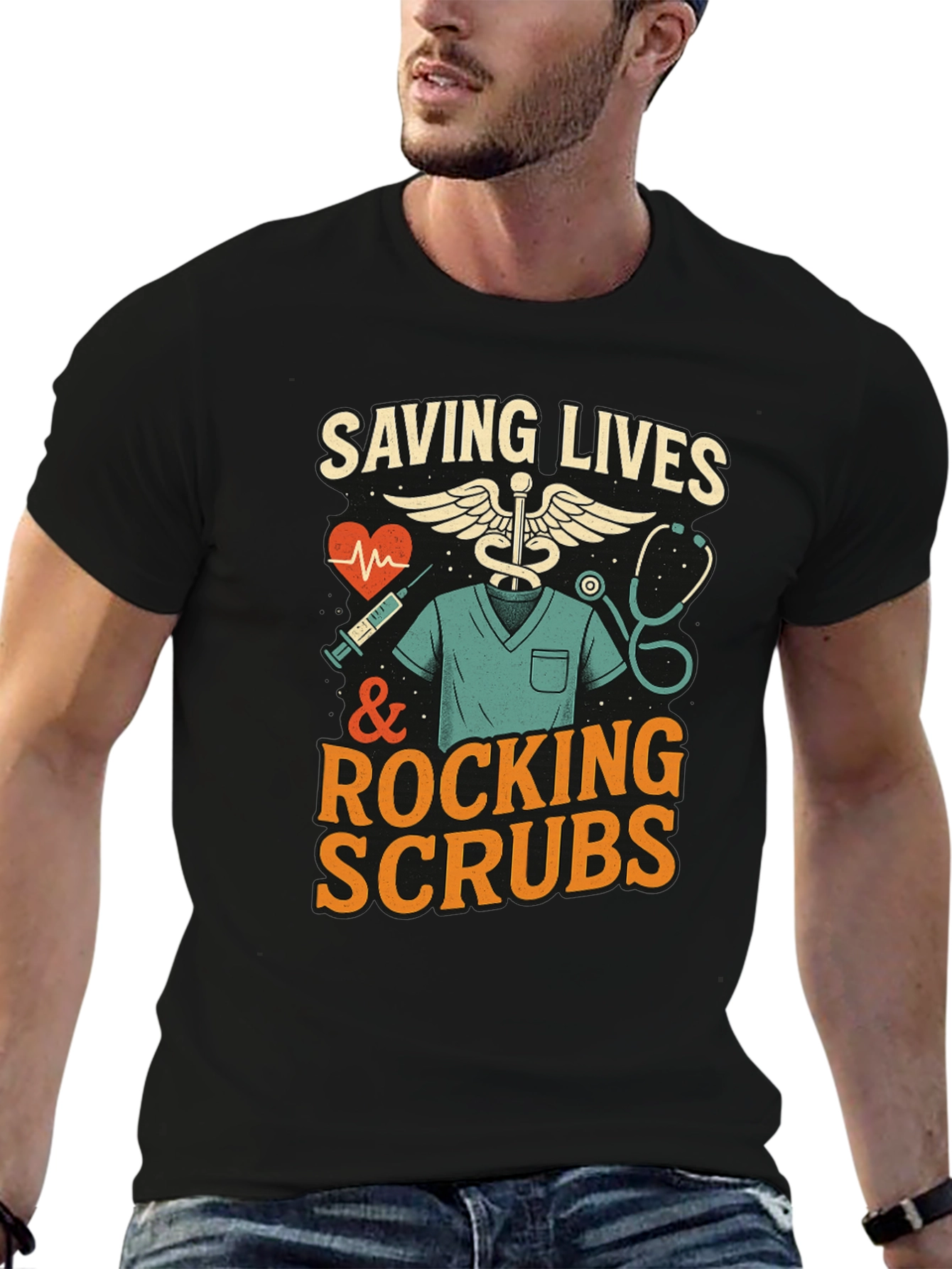 Saving Lives & Rocking Scrubs Graphic Tee