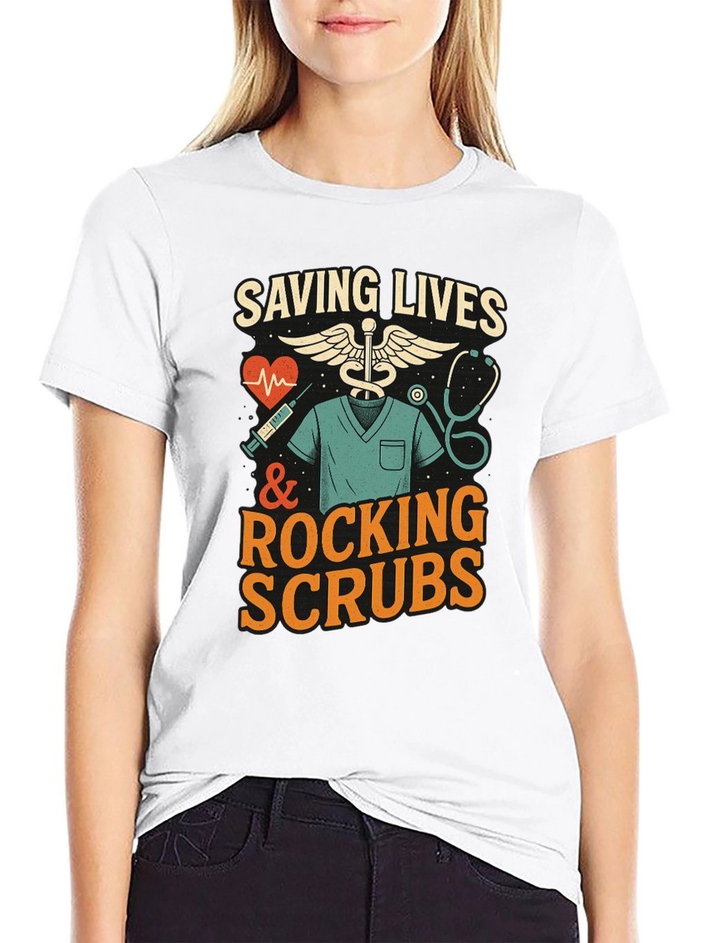 Saving Lives & Rocking Scrubs Graphic Tee