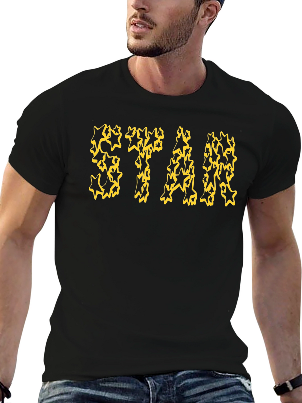 Starry Print Black T-Shirt
