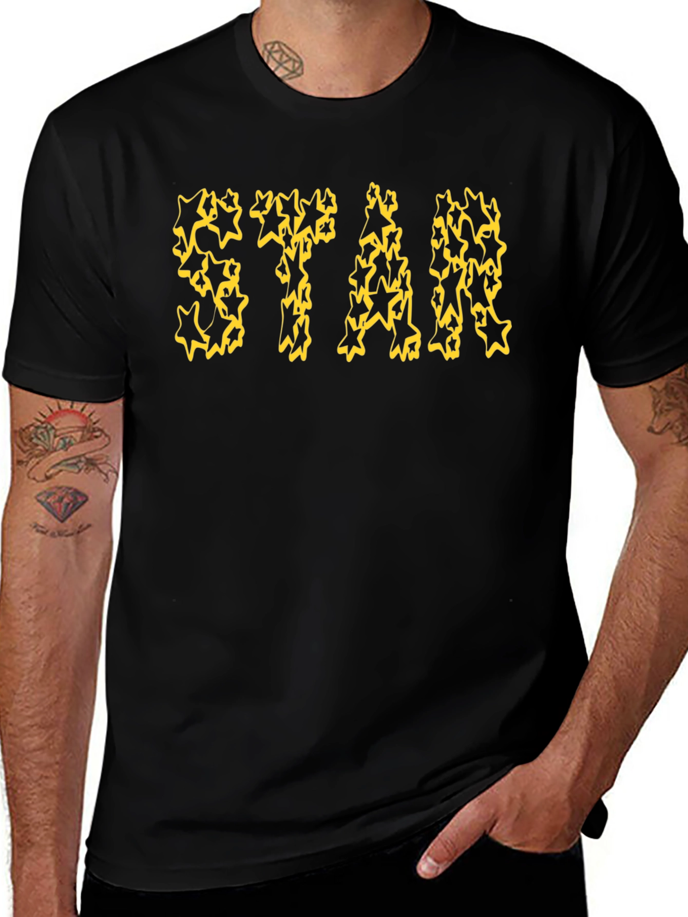 Starry Print Black T-Shirt