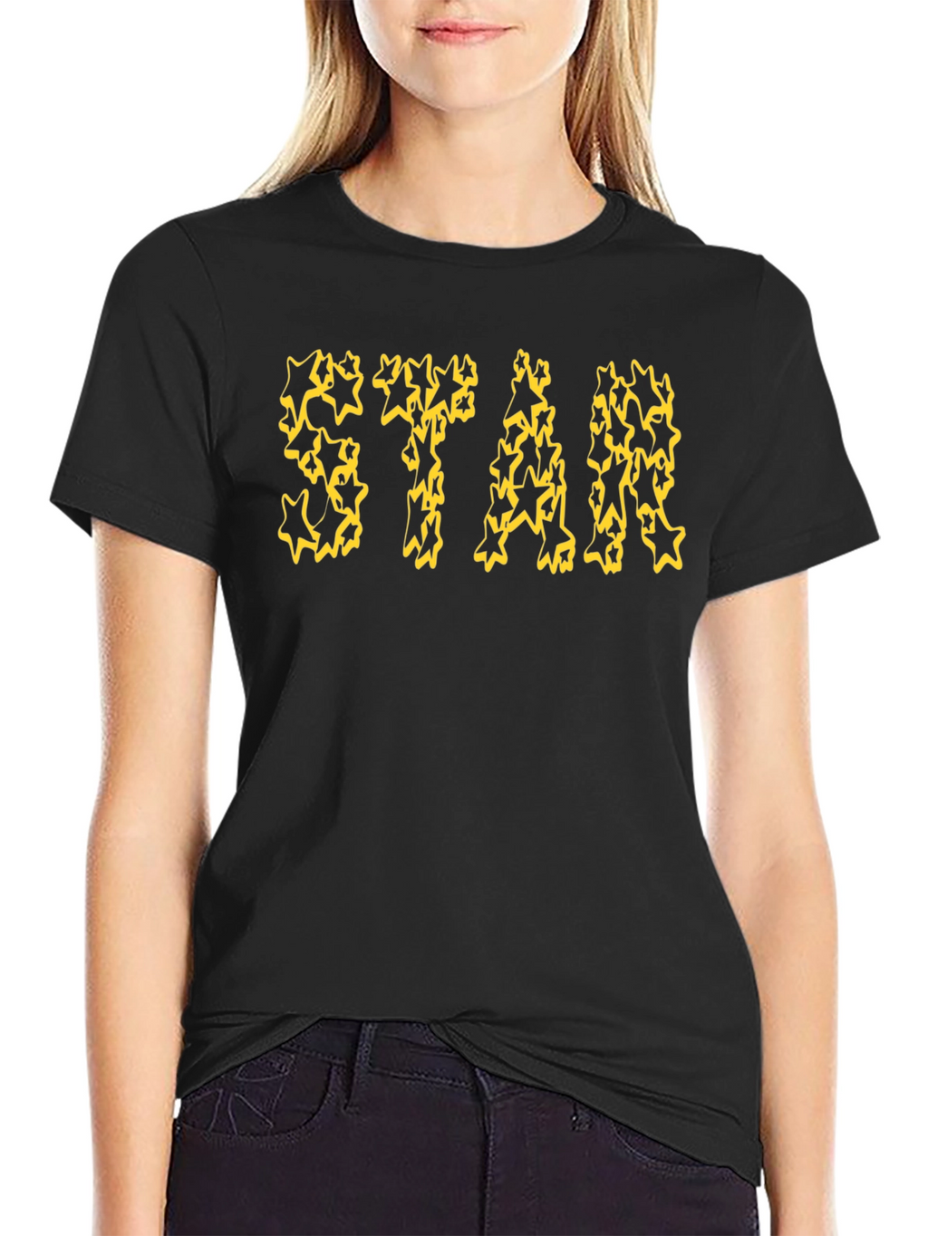 Starry Print Black T-Shirt