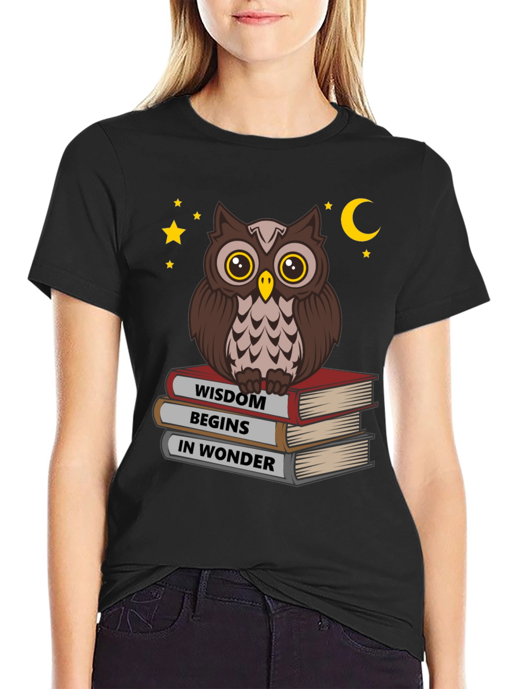Wise Owl on Books T-Shirt