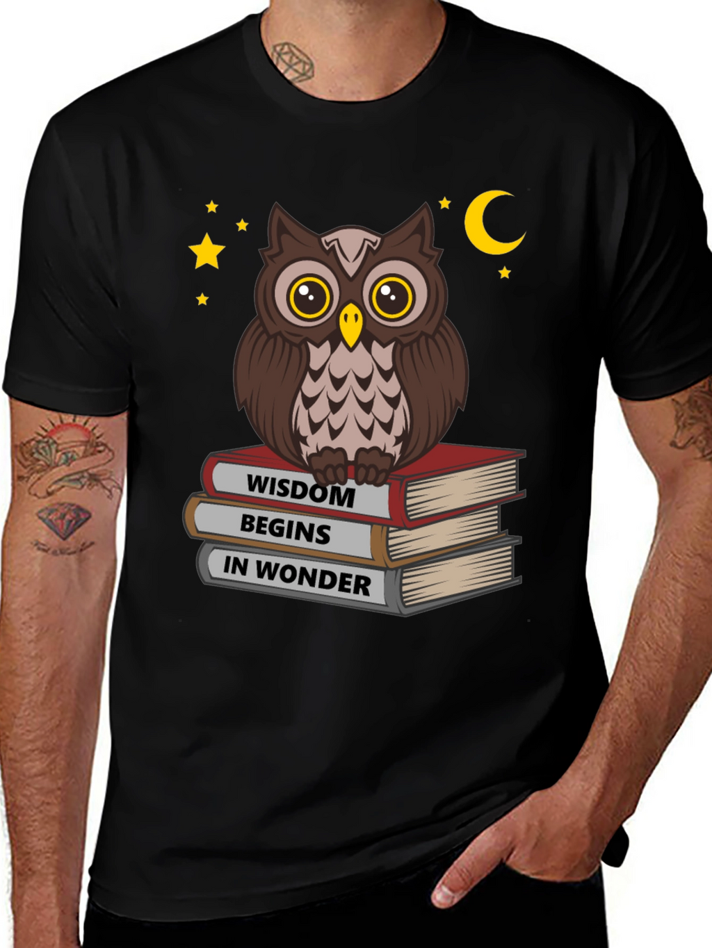 Wise Owl on Books T-Shirt