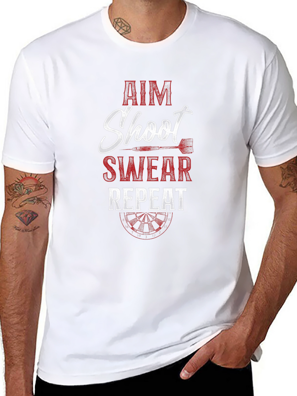 Aim Shoot Swear Repeat Dart T-Shirt