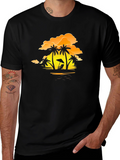 Sunset Beach Palm Tree T-Shirt - Relaxed Fit