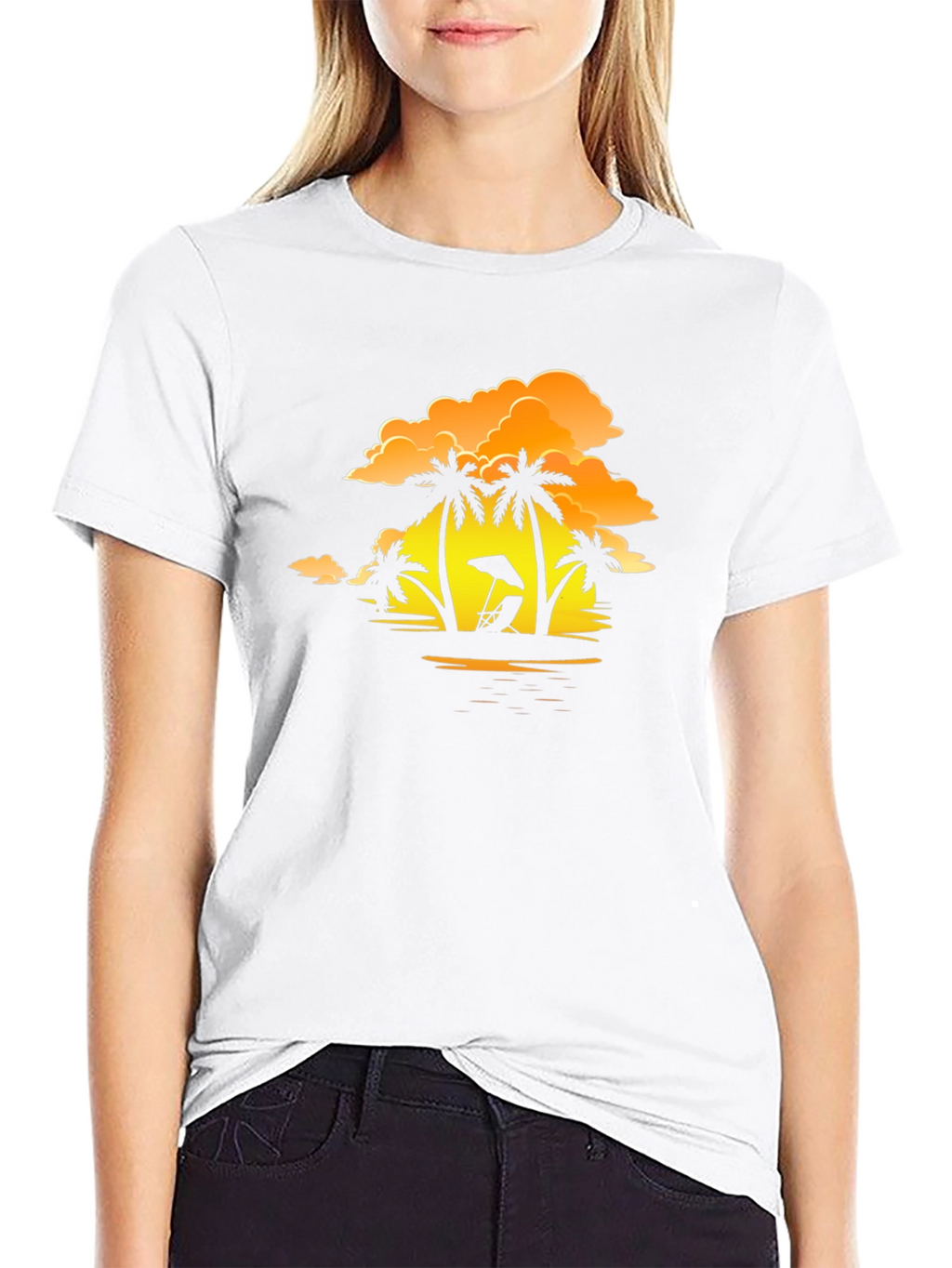 Sunset Beach Palm Tree T-Shirt - Relaxed Fit