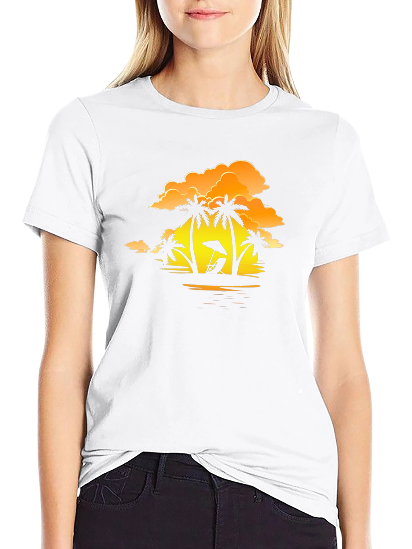 Sunset Beach Palm Tree T-Shirt - Relaxed Fit