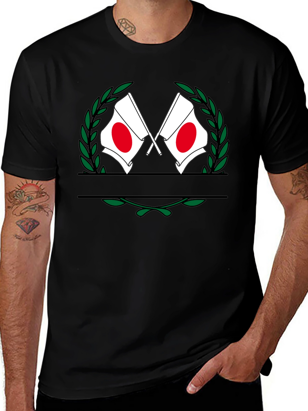 Japanese Flag Wreath Graphic Tee